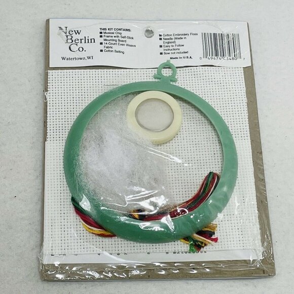 Musical Cross Stitch Kit Complete New Berlin 3480 Sweet Home Frame Round Fabric - Picture 2 of 9